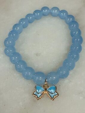 Blue Bow Charm Bracelet Handmade Y2K Cute Girly Coquette Jewelry